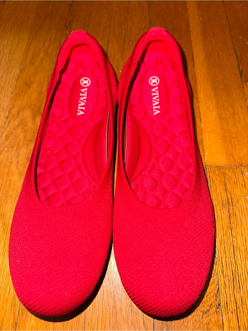 VIVAIA Red Round Toe Ballet Flats 40